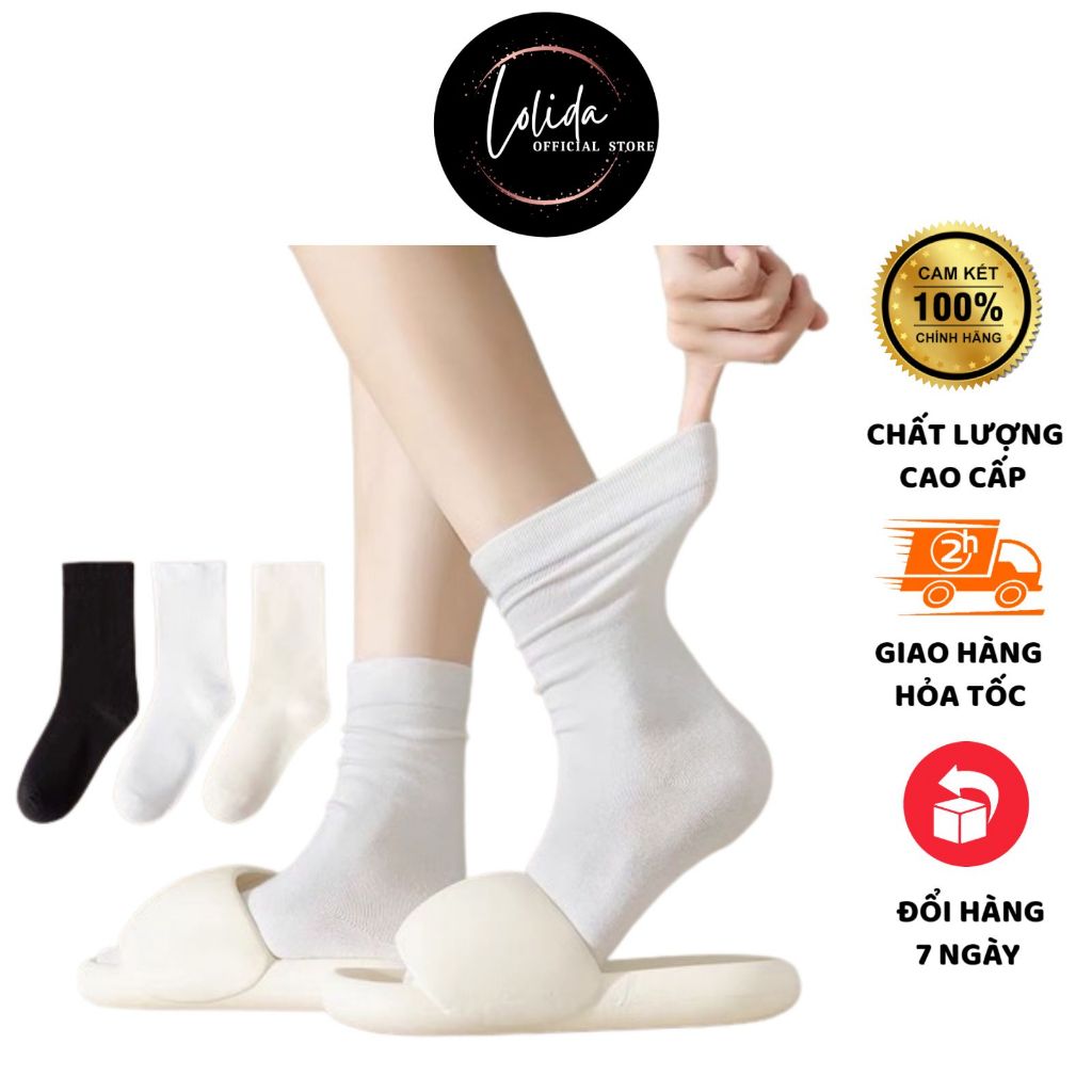 Tất Cao Cổ LOLIDA - Tất Cổ Cao Phong Cách Vintage Hàn Quốc -Tất Nữ Đẹp cotton được chọn màu mẫu T08