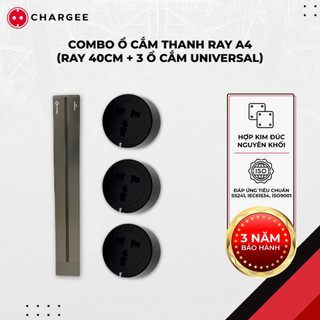 Combo A4 40cm: thanh ray 40cm 8000W CHARGEE + 3 ổ cắm Universal 250V/13A