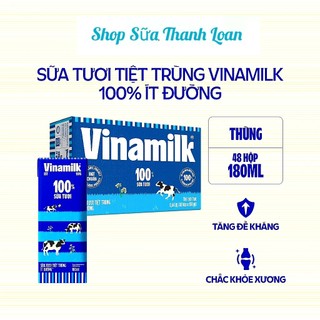 [HSD T1-2025] [Mẫu Mới] Thùng 48 Hộp Sữa Vinamilk 100% Ít Đường 180ml.