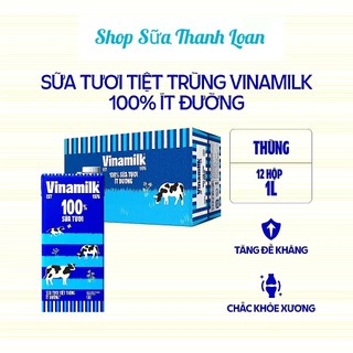 [HSD T11-2024] Thùng 12 Hộp Sữa Tươi Tiệt Trùng Vinamilk 100% Ít Đường 1L