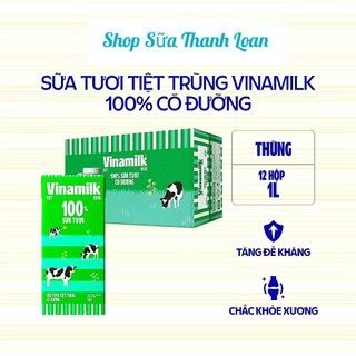 [HSD T11-2024] Thùng 12 Hộp Sữa Tươi Tiệt Trùng Vinamilk 100% Có Đường - Hộp Giấy 1L.