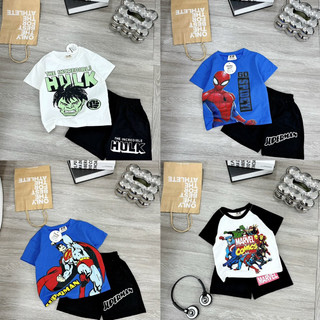 Quần áo bé trai, set bộ cộc tay chất cotton họa tiết Marvel cho bé 10-30kg