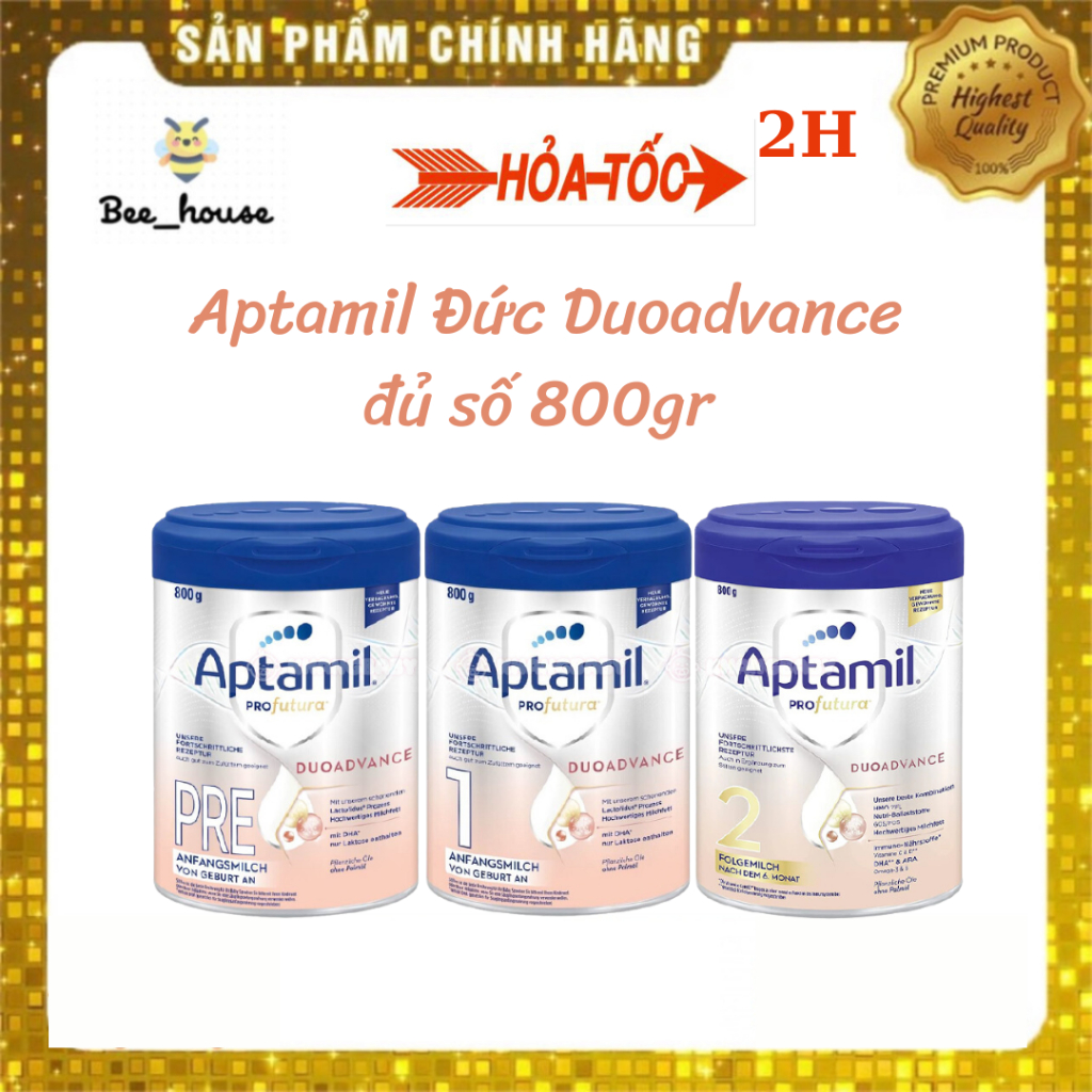 [MÃ GIẢM TRÊN LIVE] Sữa Aptamil ĐỨC DuoAdvance Profutura số 1,2, pre nội địa Đức mẫu mới 800g