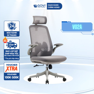 [Sẵn hàng ở HCM] Ghế Xoay Văn Phòng Govi V02 Hỗ Trợ Thắt Lưng, Đệm Mousse Dày Dặn, Nâng Hạ Trơn Tru, Bảo Hành 24 Tháng
