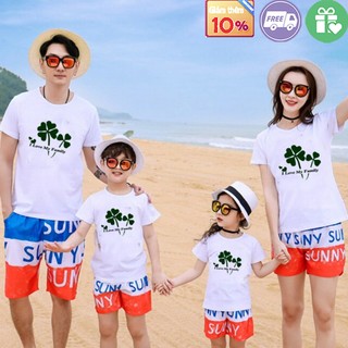 Set cho bố mẹ và bé set đôi mẹ và bé đi biển áo đôi gia đình mẹ và bé gái áo cặp mẹ và bé gái -gd302