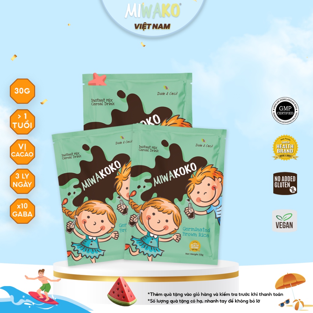 Sữa Công Thức Hạt Thực Vật Hữu Cơ Miwakoko Vị Cacao Gói 30g x 3 Gói ( 90g ) - Miwako Official Store