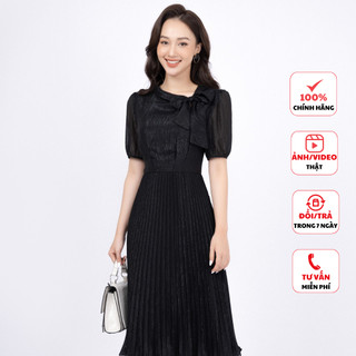 Đầm xòe Fiona cổ buộc nơ chân dập nhăn hai tầng F451432