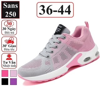 Giày thể thao nữ sneaker Sans250 chất vải thoáng mát đệm khí êm chân màu đen hồng tím size lớn bigsize 40 41 42 43 44