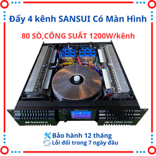 Cục đẩy công suất 4 kênh sansui au-4.1200l extra có màn hình, 80 sò công suất 1200w/kênh.