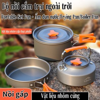 Bộ dụng cụ nấu ăn dã ngoại di động 2-3 người Thuận tiện đi bộ đường dài Chống dính bền