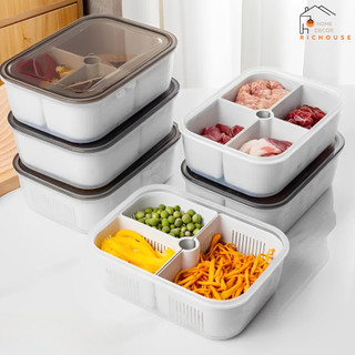 Hộp đựng thực phẩm chia ngăn 2 lớp, hộp bảo quản thực phẩm để tủ lạnh nhựa PP an toàn vệ sinh thực phẩm,xếp gọn tiện lợi