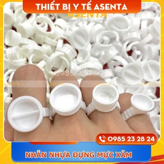 Nhẫn Nhựa Đựng Mực Phun Xăm, Sáp Điêu Khắc, Keo Nối Mi (100 cái)