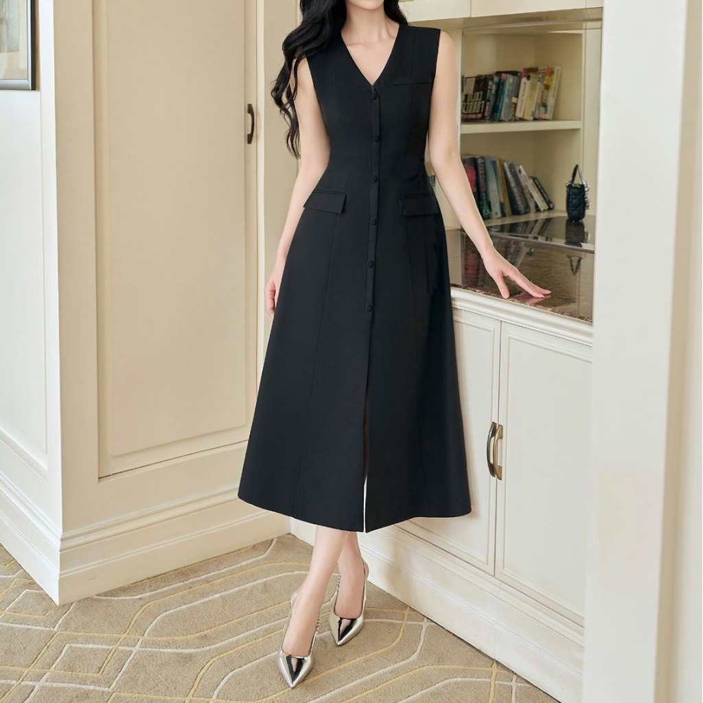 ĐẦM T3D V NECK SLEEVELESS