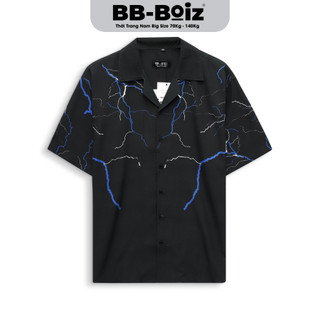  Áo Sơ Mi Tay Ngắn Nam Họa Tiết BB - Boiz Big Size Sấm Sét Form 80kg - 130kg
