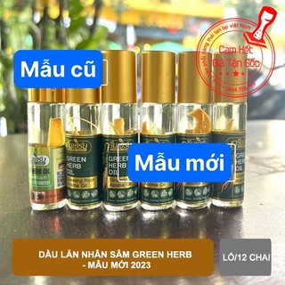 Lốc 12 chai Dầu thảo dược lăn sâm Green Herb oil thái lan 2023 - Mẫu mới