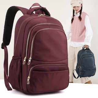 Balo nữ màu trơn đơn giản thời trang trung niên size lớn đựng laptop vải nylon chống nước 9106-6
