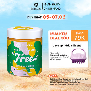Muối tắm gội tẩy tế bào chết da đầu, tóc và cơ thể BareSoul FREE Body & Hair Scrub 330g