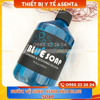 Dung dịch vệ sinh phun xăm Blue Soap 500ml, Dung dịch tạo bọt Bluesoap siêu đặc lau chùi mực vệ sinh da trước và sau xăm