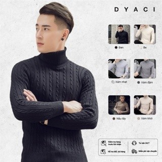 Áo len nam hoạ tiết vặn thừng cổ lọ dài tay chất len lông cừu dày dặn cao cấp phong cách kiểu dáng hàn quốc faviti al21
