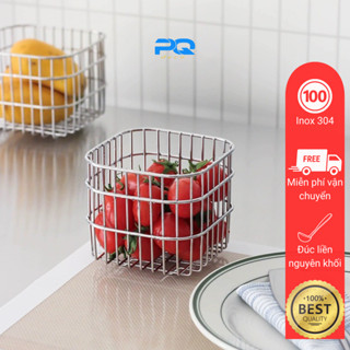 Giỏ đựng trái cây hoa quả inox 304 dụng cụ đựng hàng tỏi nhà bếp đa năng GB41