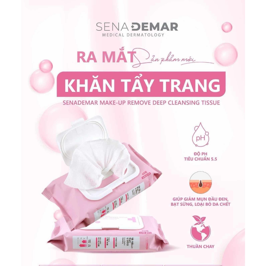Khăn tẩy trang sena demar make-up remove deep cleansing Tissue sạch lớp trang điểm đậm_tẩy trang sen
