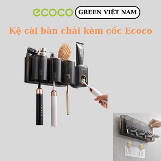 Kệ Để Bàn Chải Đánh Răng ECOCO Cao Cấp - Tặng Kèm Cốc Không Cần Khoan Đục