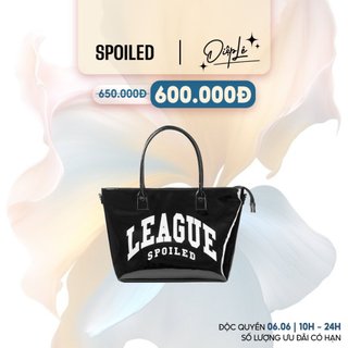 Túi Tote SPOILED cỡ lớn League Da PU cao cấp / Đen bóng