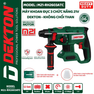Khoan Bê Tông 3 Chức Năng Dekton / M21-RH2603ATC / Anti Kickback Control / Đầu Gài SDS PLUS / Chân PIN Makita