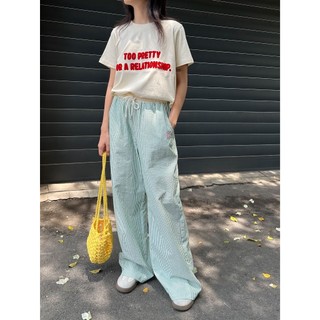 Kido - quần sọc dài lưng thun ống rộng danny pants