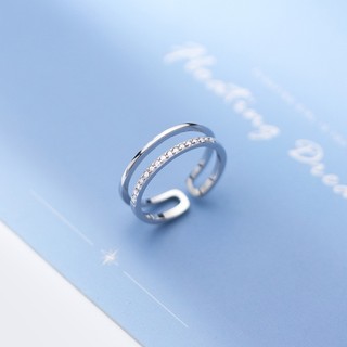 Nhẫn bạc 925 Huệ Ngân - Free size mảnh 2 vòng RR1723