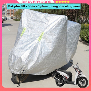 Bạt phủ xe máy, bạt che xe máy nắng mưa, bạt trùm xe máy SH khổ lớn áo che nắng mưa có phản quang