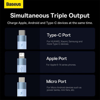 Cáp Sạc Đa Năng Baseus StarSpeed 1-for-3 Fast Charging Data Cable USB to Micro Type C 3.5A