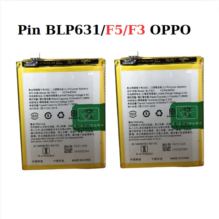 Pin F5/F3 BLP631 Oppo,Thay thế , mới