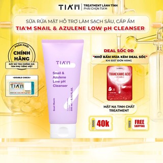 Sữa Rửa Mặt Dịch Lọc Ốc Sên Làm Dịu Và Phục Hồi Dành Cho Da Nhạy Cảm TIA’M Snail & Azulene Low pH Cleanser 200ml