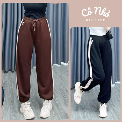 Quần Jogger Nữ Bigsize Ống Rộng Bo Gấu Có Túi Kiểu Quần Thể Thao Phong Cách Unisex Vải Dày Dặn QSSUON