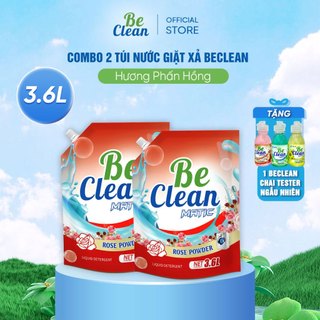 Combo 2 Túi Nước giặt BeClean Túi 3.6L Hương Phấn Hồng - Tặng Tester 100ml Hương bất kì - Nước giặt BeClean Thái Lan