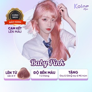 Thuốc nhuộm tóc màu HỒNG BABY PINK, HỒNG BABY, set nhuộm tóc tại nhà siêu dưỡng Kolorhair
