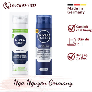 Bọt và Gel cạo râu Nivea Men Sensitive 200ml làm dịu da và giúp cạo sạch râu hiệu quả- Hàng chuẩn, đủ bill