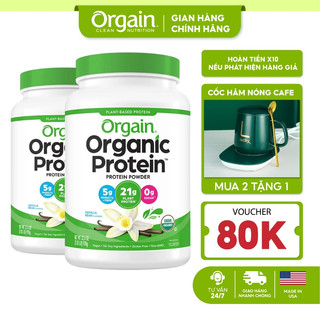 Combo sữa bột đạm thực vật hữu cơ Orgain Protein Organic vị Vanilla Bean uống làm bánh pha sữa bữa ăn thay thế 920g