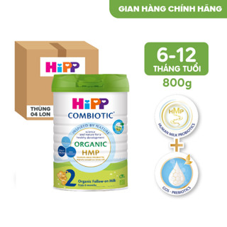Thùng 4 lon Sữa bột công thức HiPP 2 Organic Combiotic 800g bổ sung DHA trực tiếp (4 lon x 800g)