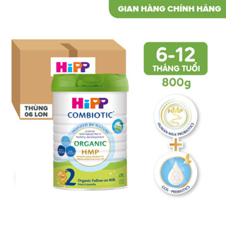 Thùng 6 lon Sữa bột công thức HiPP 2 Organic Combiotic 800g bổ sung DHA trực tiếp (6 lon x 800g).