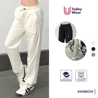 Quần tập jogger nữ gió gym yoga thể thao Rainbow Today U Wear lưng cao màu trơn