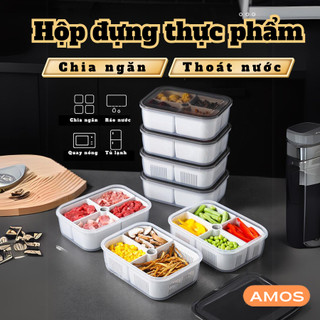 Hộp đựng thực phẩm chia ngăn 2 lớp, hộp bảo quản thực phẩm để tủ lạnh nhựa PP an toàn vệ sinh thực phẩm,xếp gọn tiện lợi