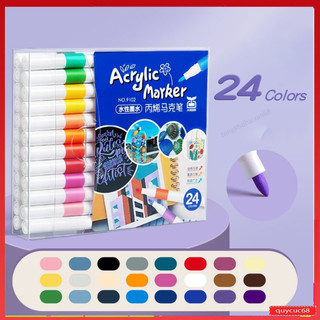 Bút màu acrylic marker 12/24/36/48/60 vẽ trên mọi chất liệu vẽ chồng màu, màu sắc tươi sáng hàng đẹp