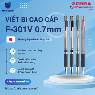Viết Bi Bấm F301V 0.7mm Zebra - Nhật [Chính Hãng] - mực xanh