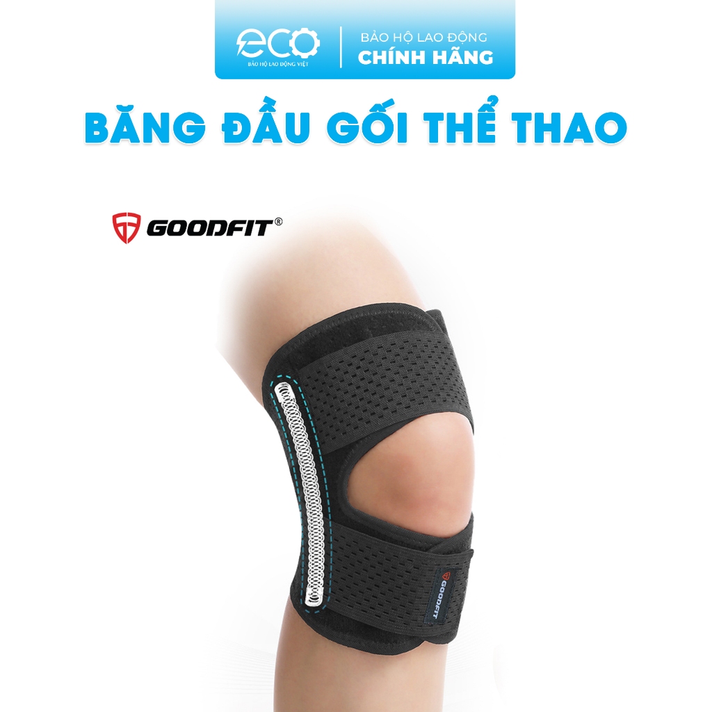 Băng đầu gối GoodFit GF526K thoáng khí, có thể điều chỉnh, bó gối dán có lò xo trợ lực (1 chiếc)