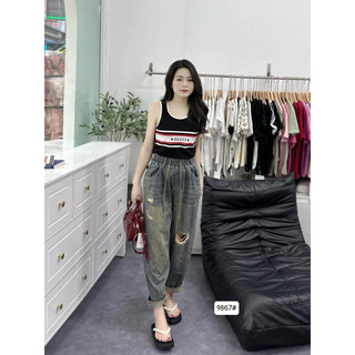 Quần jean baggy cạp chun dây kim anh bùi