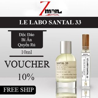 Nước Hoa Unisex Le Labo Santal 33 EDP - Chai chiết 10ml Hương Gỗ Thơm Thảo Mộc