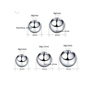 Chốt bi tròn, chốt bi vặn khuyên, chốt khuyên tai lỗ vặn 0.8/1.0/1.2mm
