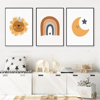 Set 3 tranh canvas NEW1050 họa tiết đơn giản, dễ thương tranh trí phòng trẻ em.